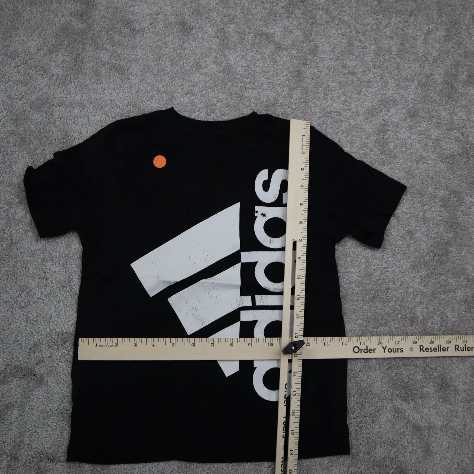 Adidas Graphic T-Shirt Kids Boys Size 6 Black White Short Sleeves Sports Logo