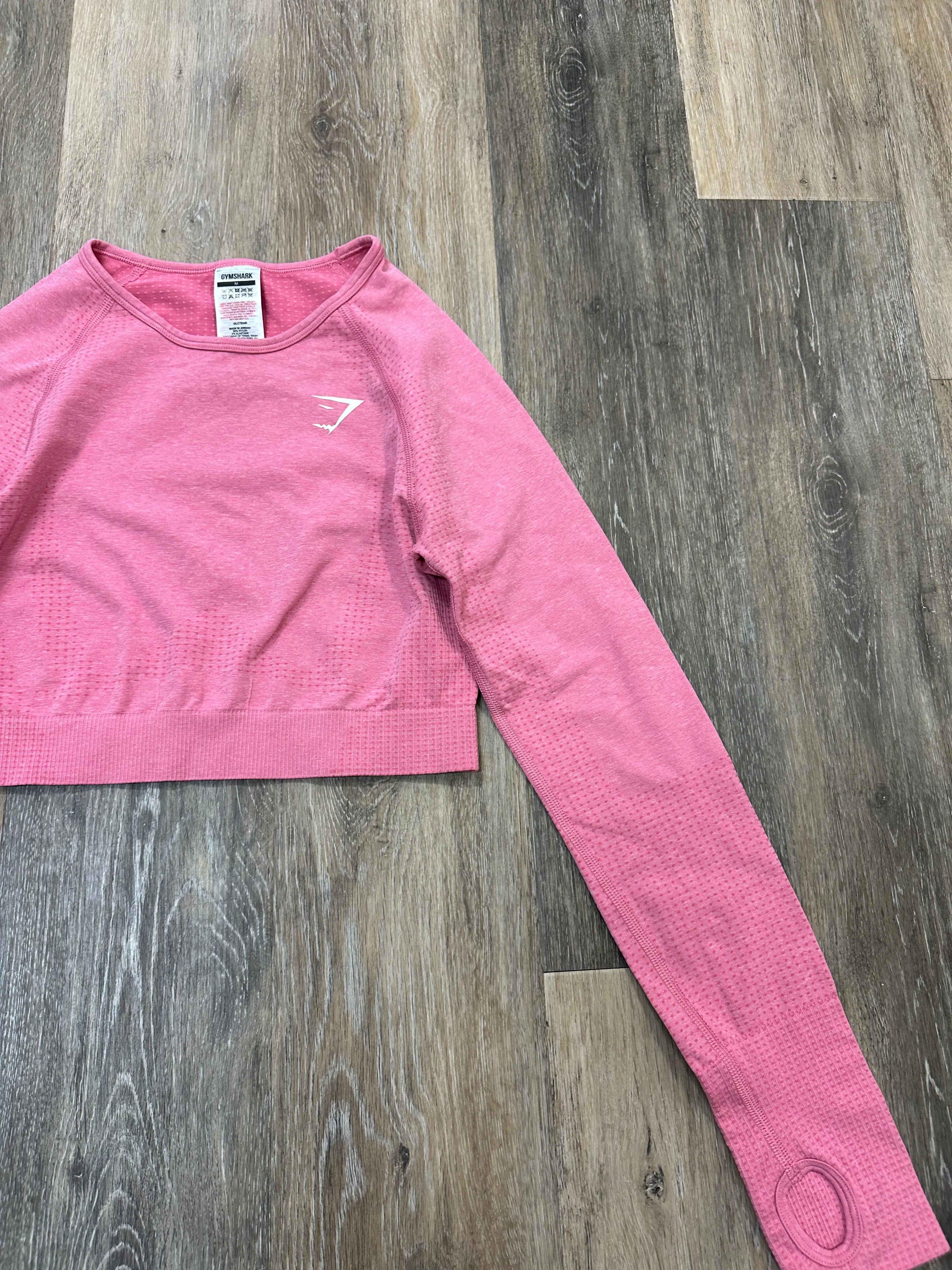 Athletic Top Long Sleeve Collar By Gym Shark In Pink, Size: M