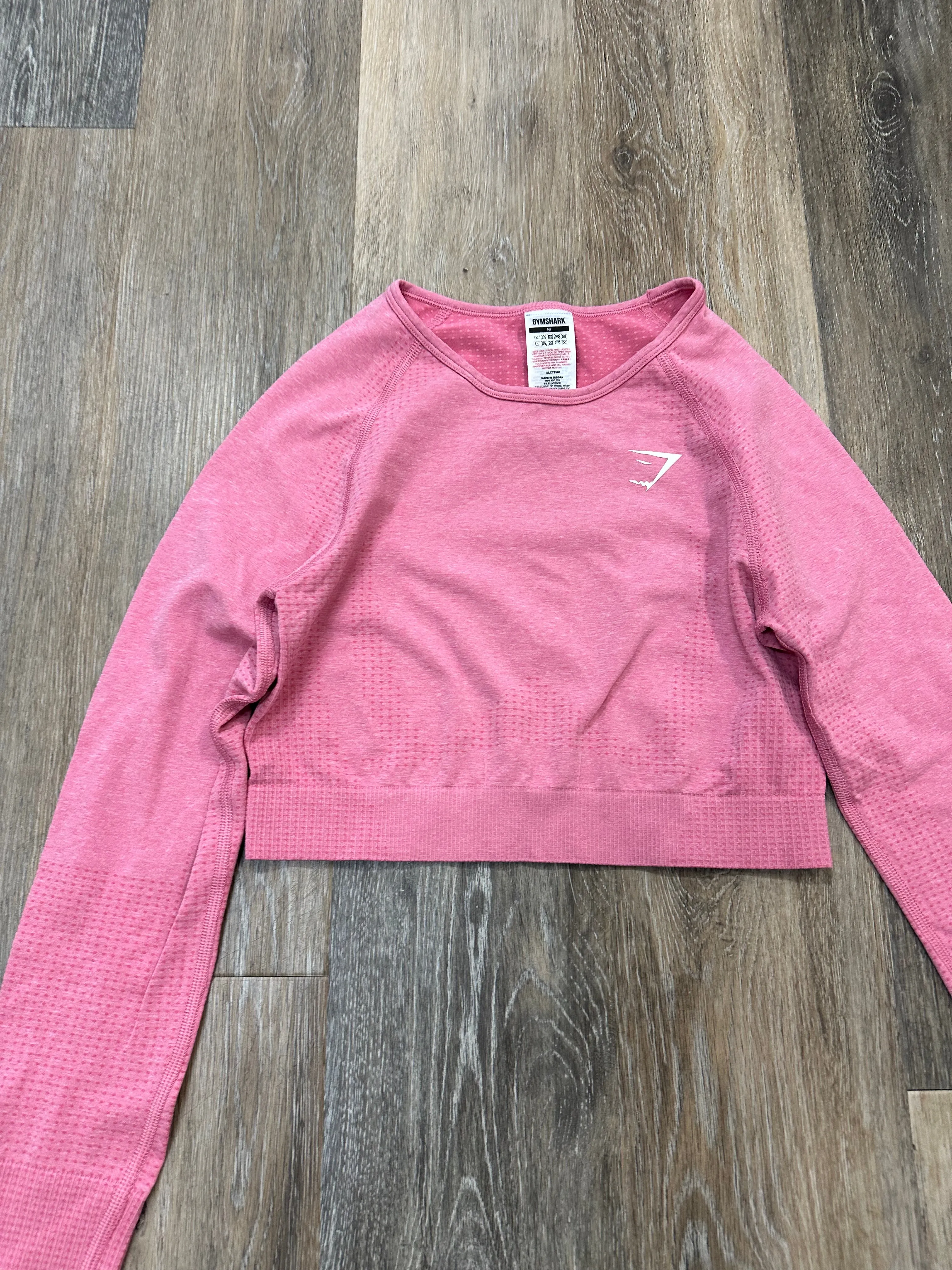 Athletic Top Long Sleeve Collar By Gym Shark In Pink, Size: M