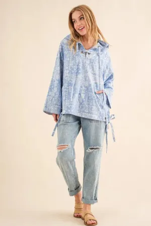 Bandana Pattern Lace Up Detailed Windbreaker
