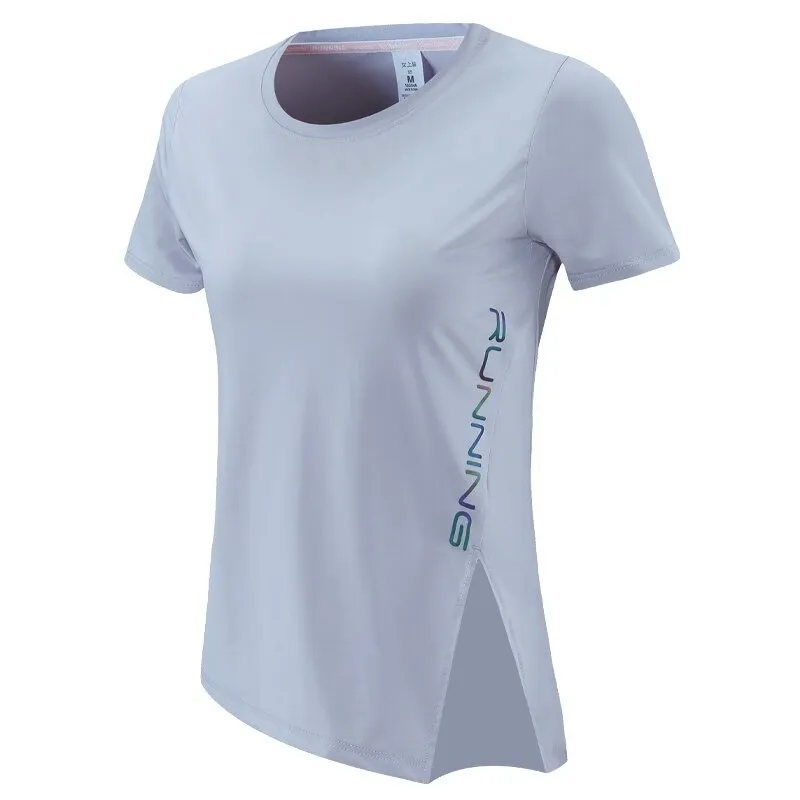 Female Sports Asymmetrical T-shirt / Fashion Open Slim Short Sleeves T-shirt for Women - SF0099