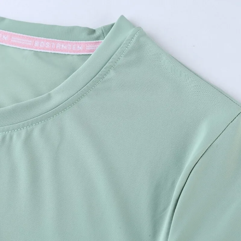 Female Sports Asymmetrical T-shirt / Fashion Open Slim Short Sleeves T-shirt for Women - SF0099