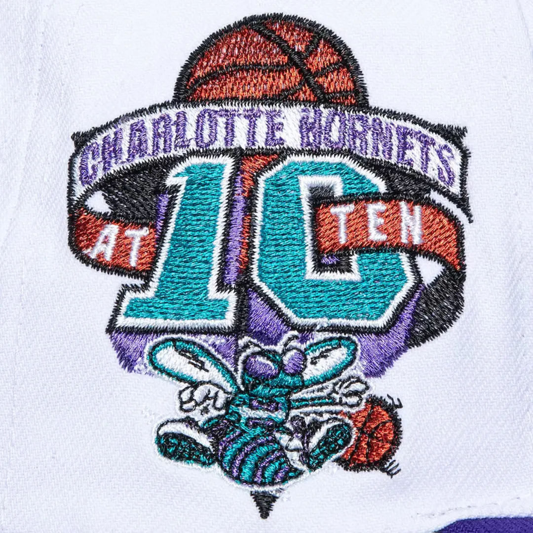 Mitchell & Ness Charlotte Hornets Hardwood Classics Logo Shine Snapback - White/Purple