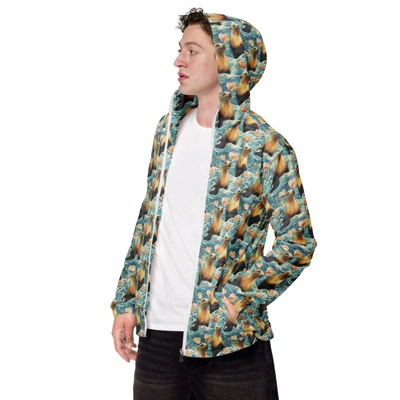 Seaside Sea Lion Men’s windbreaker