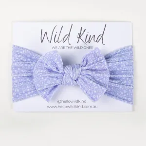 Wild Kind Ayla Wide Bow Headband - Lilac Floral