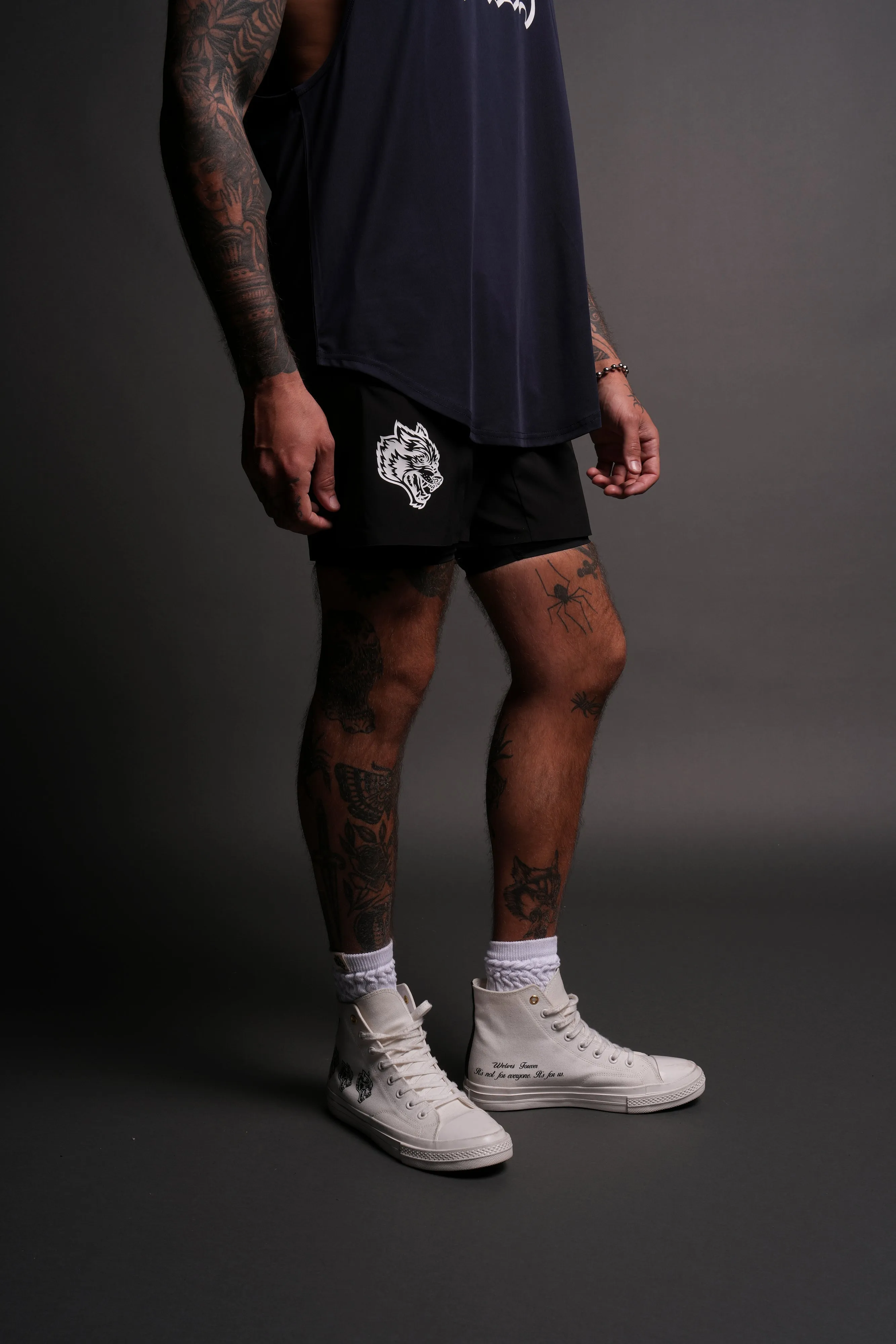 Wolves Represent Compression Shorts in Black