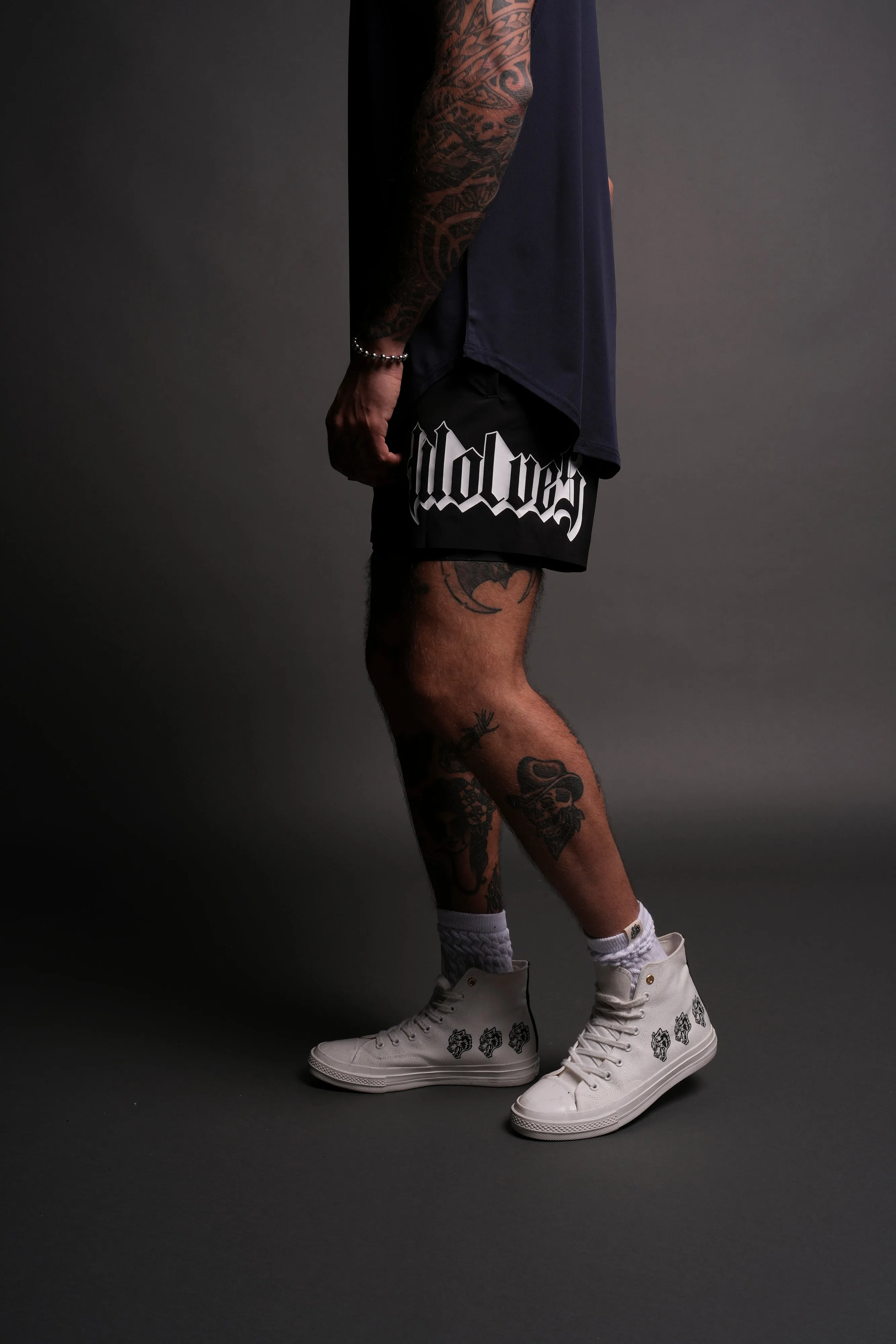 Wolves Represent Compression Shorts in Black